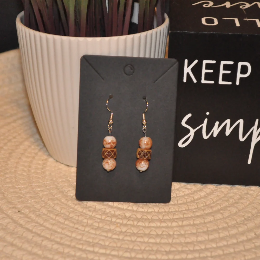 NWT Simple Brown Circular Dangle Earrings